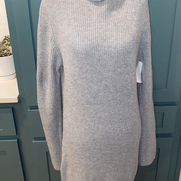 NWOT Lulus Sheerah Grey Turtleneck Midi Sweater Dress - Picture 3 of 10
